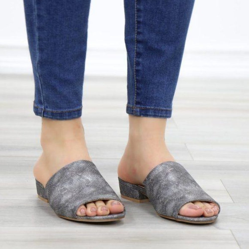 Slip On Loafer Metallic Black Spring Sandal - Picture 11 of 11